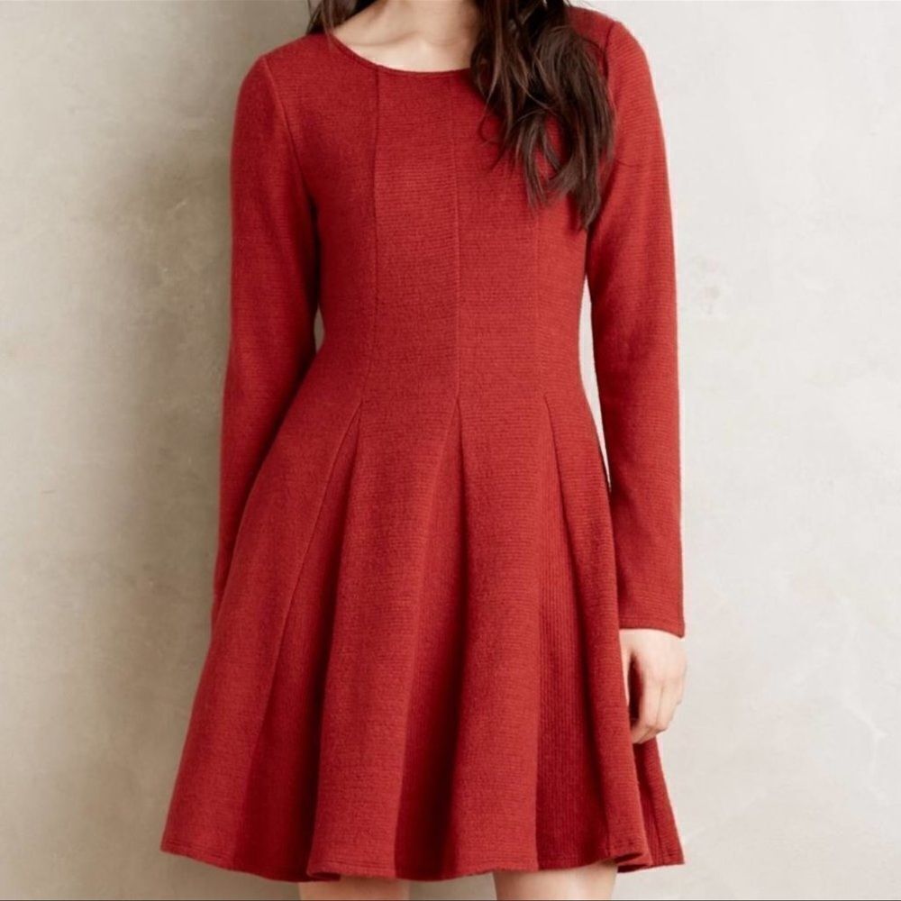 🆕 Dolan Left Coast Anthropologie Piper Pleated Fit & Flare Dress Sweater